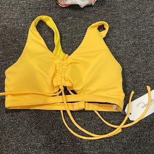 Peixoto yellow bikini top and bottom with cross back